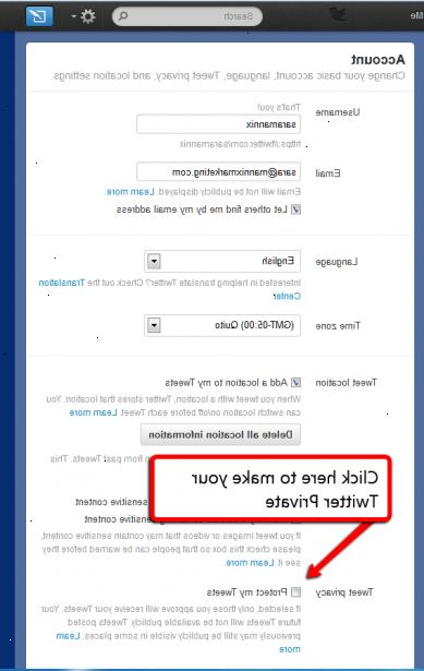 Hoe kunt u uw Twitter-account prive maken. Meld u aan bij uw account met uw gebruikersnaam en wachtwoord.
