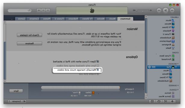 Hoe je je muziek van je iPod met iTunes. Zorg ervoor dat uw iPod is ingesteld op "handmatige update &#39;in iTunes voordat u deze aansluit op een nieuwe installatie van itunes.