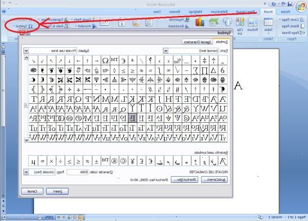 Hoe om symbolen in een MS Word-document. Zoek het symbool groep.